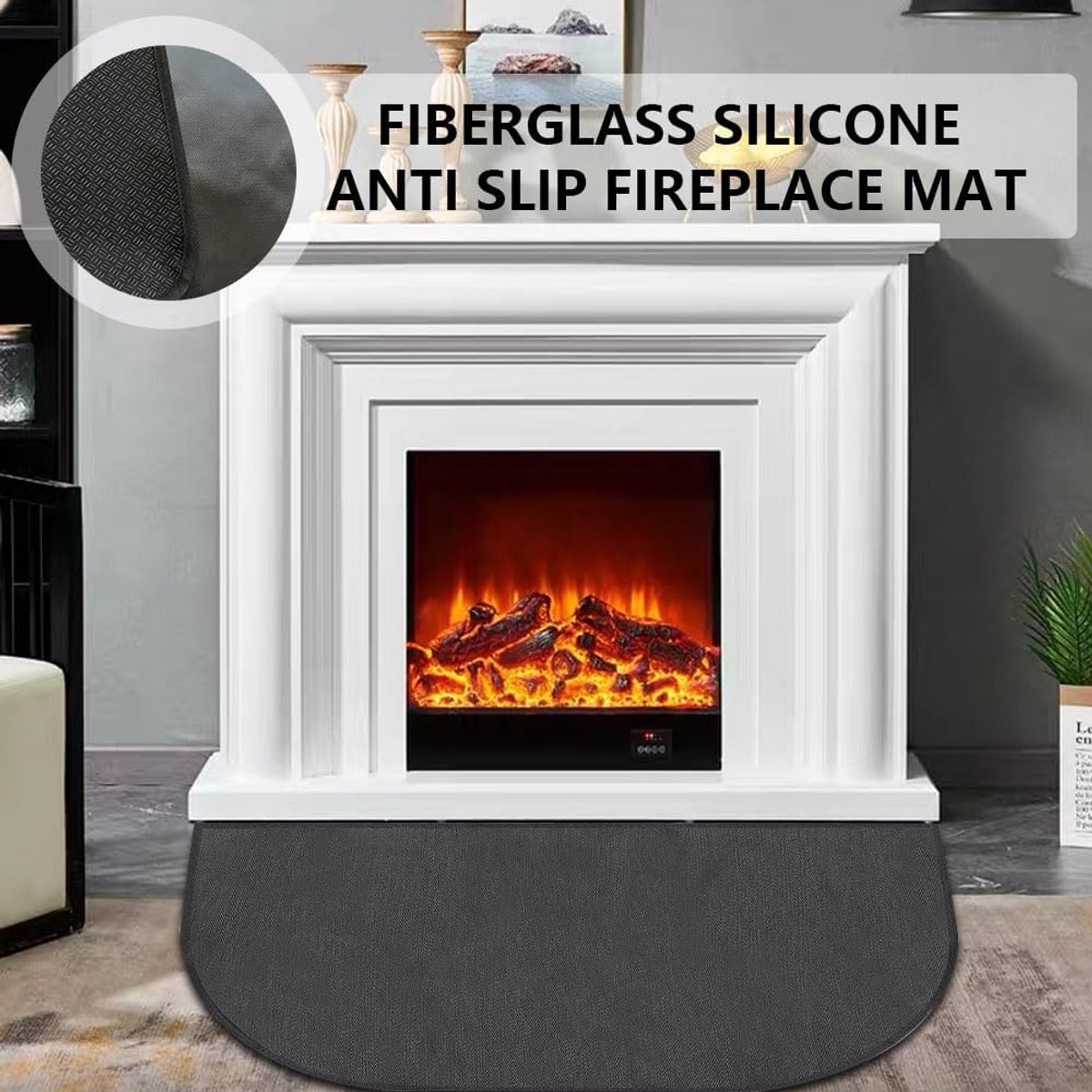 Haardmat Vuurvast - Onderlegger Hitte - Vloer Beschermen - Glasvezel Materiaal - 102 x 50 cm - Zwart
