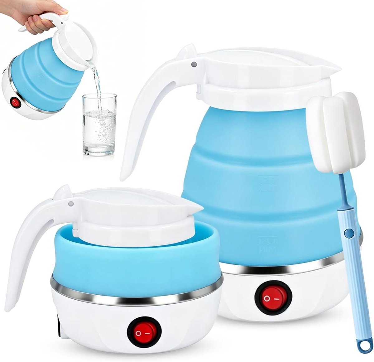 Opvouwbare waterkoker - Reis waterkoker - Compact reizen - Snel opwarmen - 600 ml - Blauw