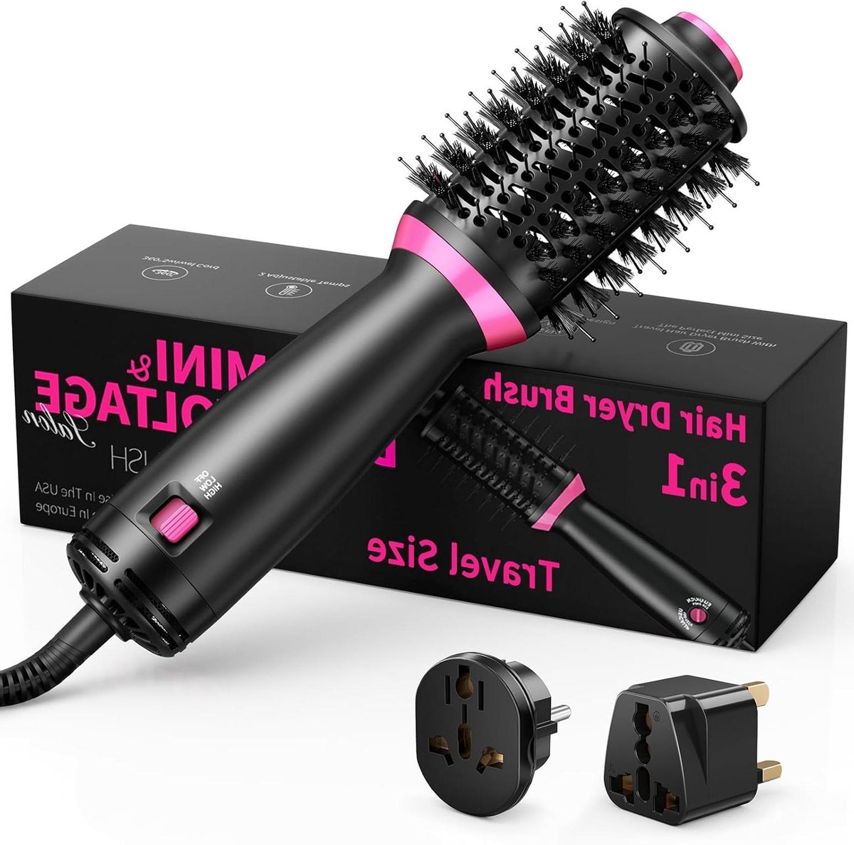 Haardrogerborstel - Warmteluchtborstel - Haar Stylen - Negatieve Ionentechnologie - 3-in-1 - Zwart