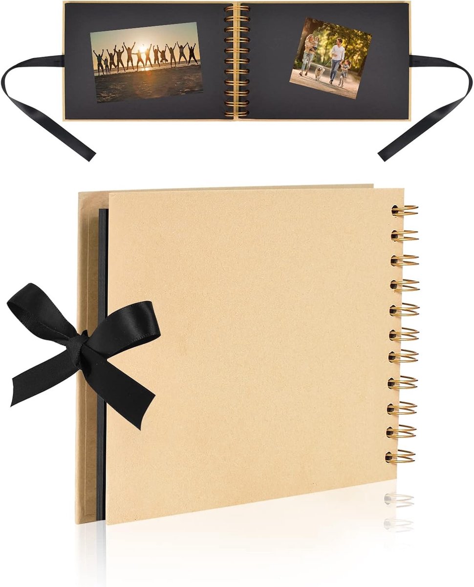 DIY Fotoalbum met 30 Zwarte Pagina's, Perfect voor Babyfoto's, Verjaardagen en Cadeaus, 21.5 x 15 cm