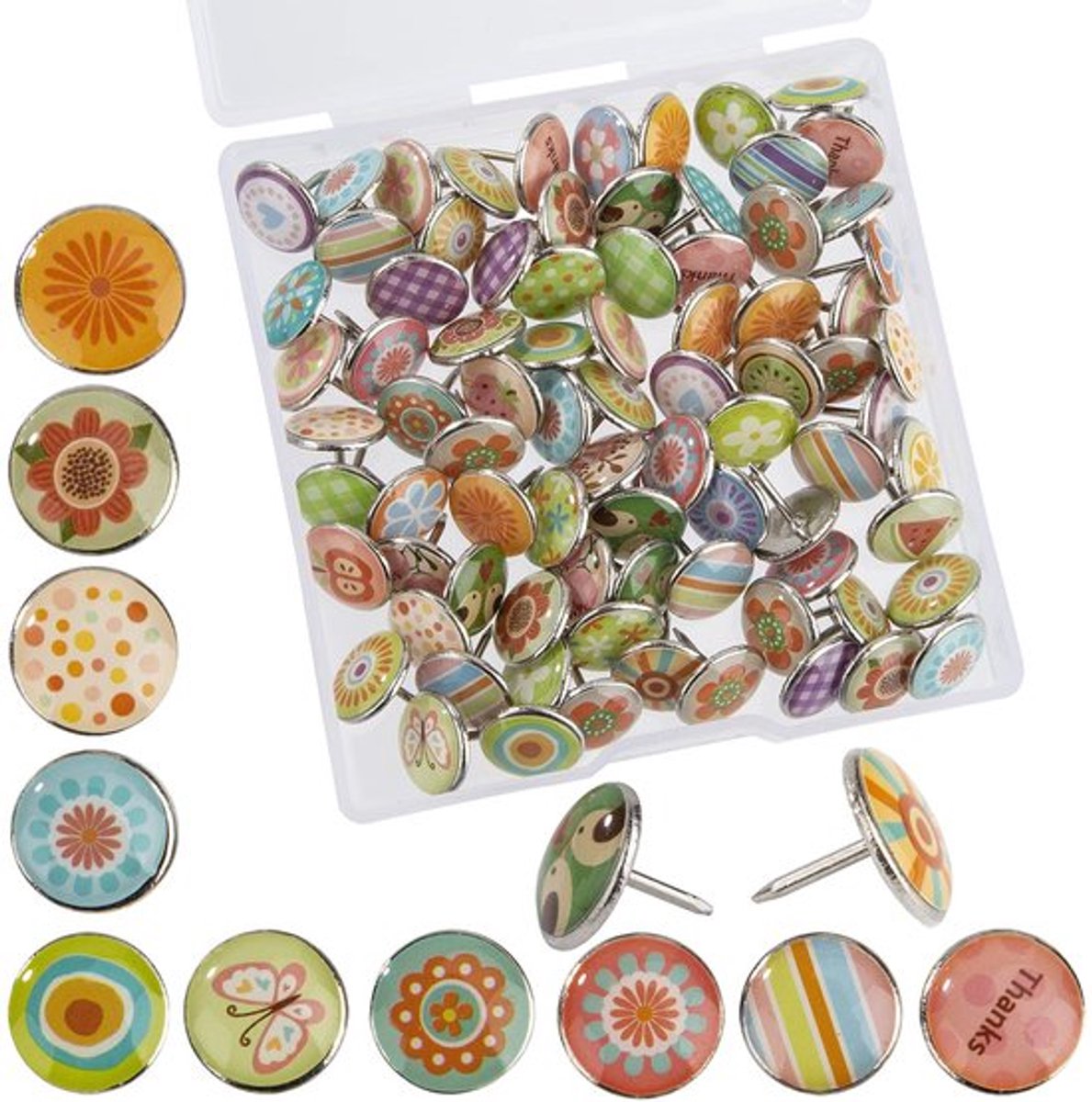 Punaises 80 Stuks - Decoratieve Spelden - Creatieve Tekenstiften - Voor Prikbord/Kurkplaten - Kleurrijk - Trendy Ontwerp