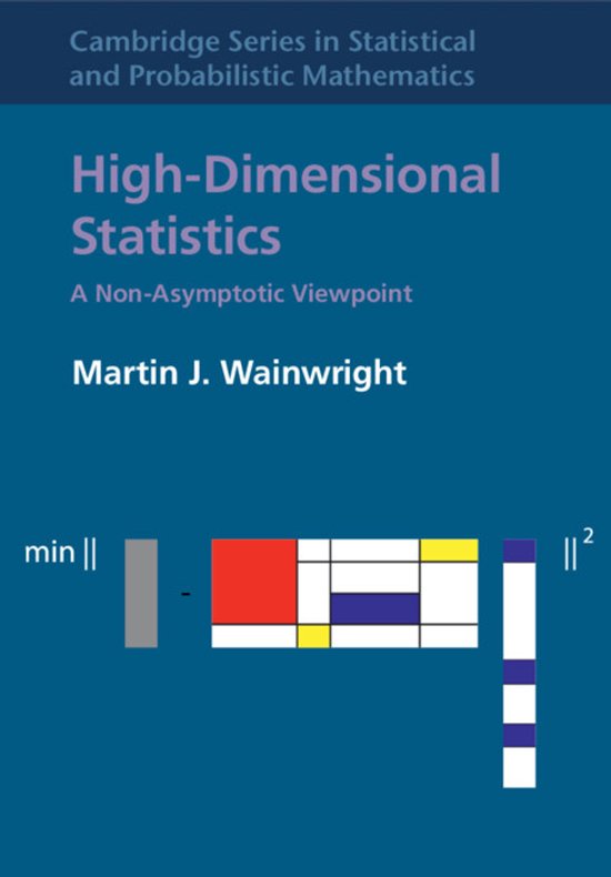 Boek 'High-Dimensional Statistics' met blauwe kaft en abstracte grafische elementen.
