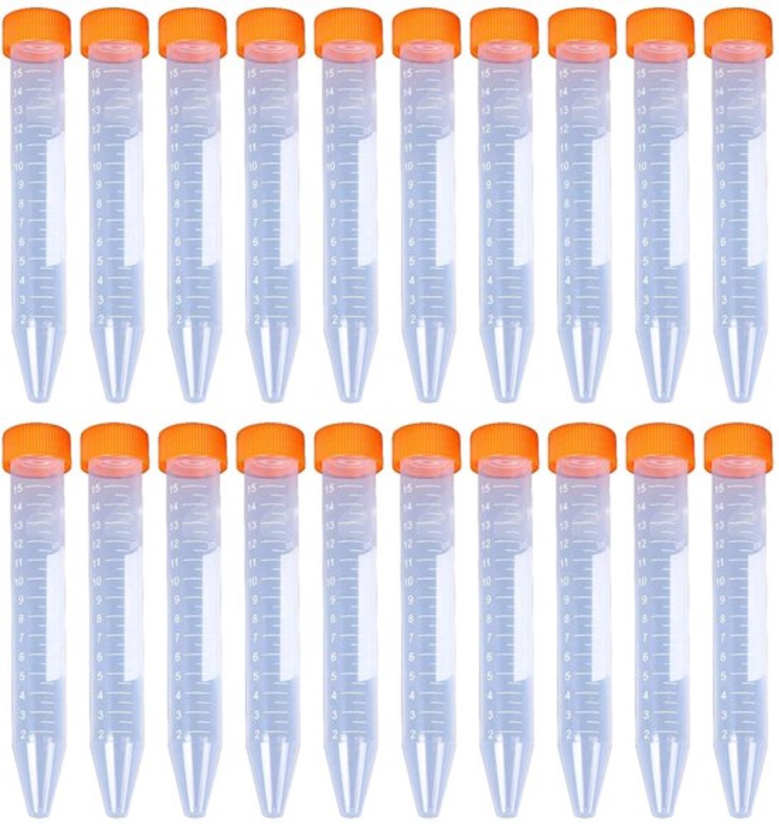 Centrifugebuisjes 15 ml - 20 Stuks - Kunststof - Schroefsluiting - Gegradueerde Monsterhouder - Voor Laboratoriumgebruik - Monsterbuis