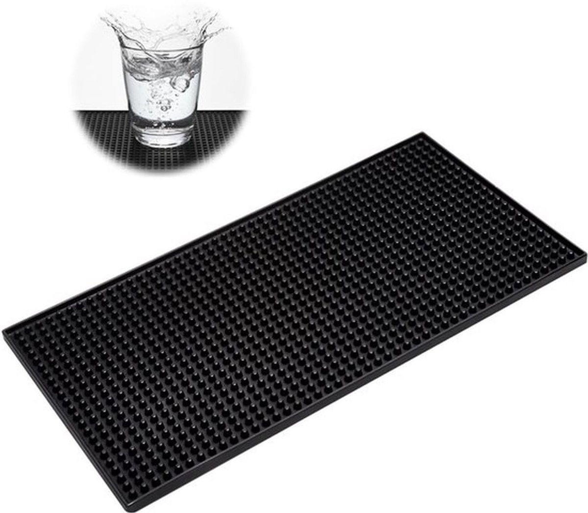 Afdruipmat Antislip 30 x 15 cm - Barmat - Keukenmat - Sneldrogend - Zwart - Geschikt voor koffiehoeken en bars