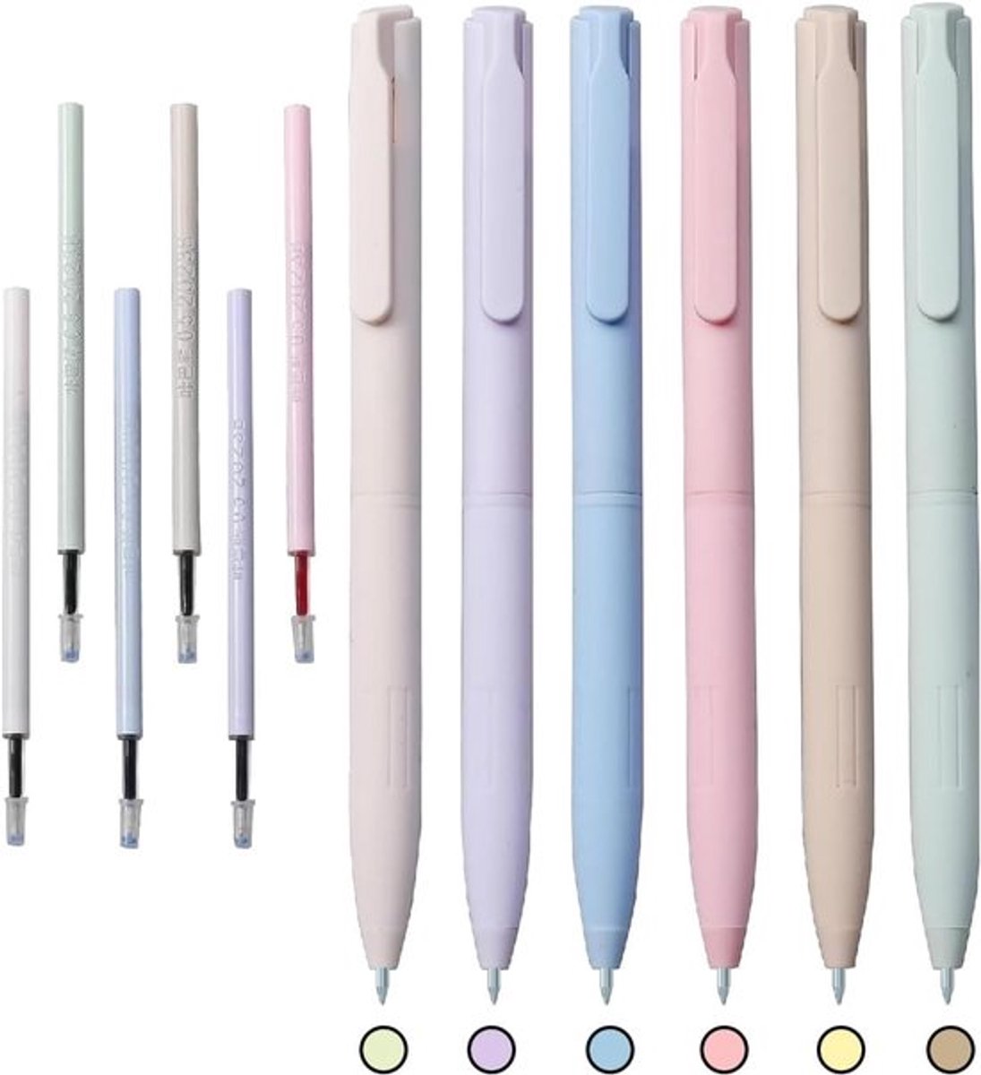 Gelstiften Set van 6 - Sneldrogende Pastel Inkt - Fijne Punt 0,5 mm - Zachte Siliconen Hoes - Geschikt voor Notities en Scrapbooking - Balpennen