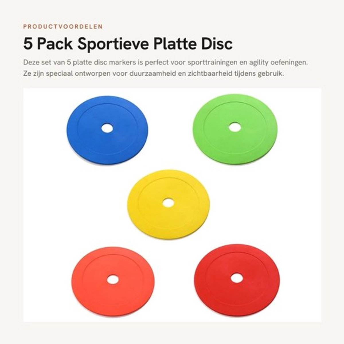 Disc Markers Scheurbestendig - Set van 5 - 15,5 cm - Hoge zichtbaarheid - Sporttraining - Poly Vinyl Materialen - Training Markers