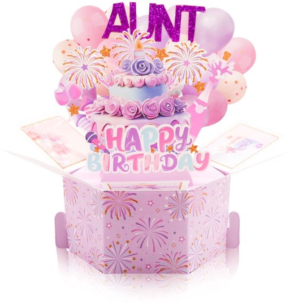 Pop-upkaart met 3D-effect - Verjaardagskaart voor Tante - Creatieve Wenskaart - Verjaardagscadeau voor Vrouwen - Inclusief Envelop - Vrolijke Patronen