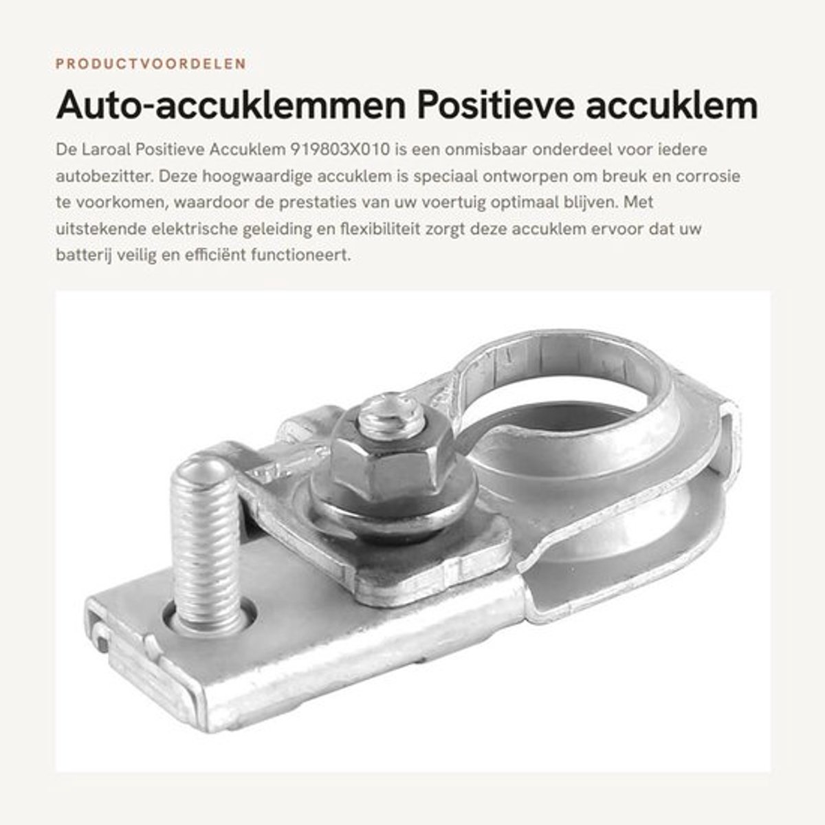 Auto-accuklemmen - Positieve accuklem - Voorkomt breuk en corrosie - Compacte afmetingen - Optimale voertuigprestaties - Geschikt voor ve...