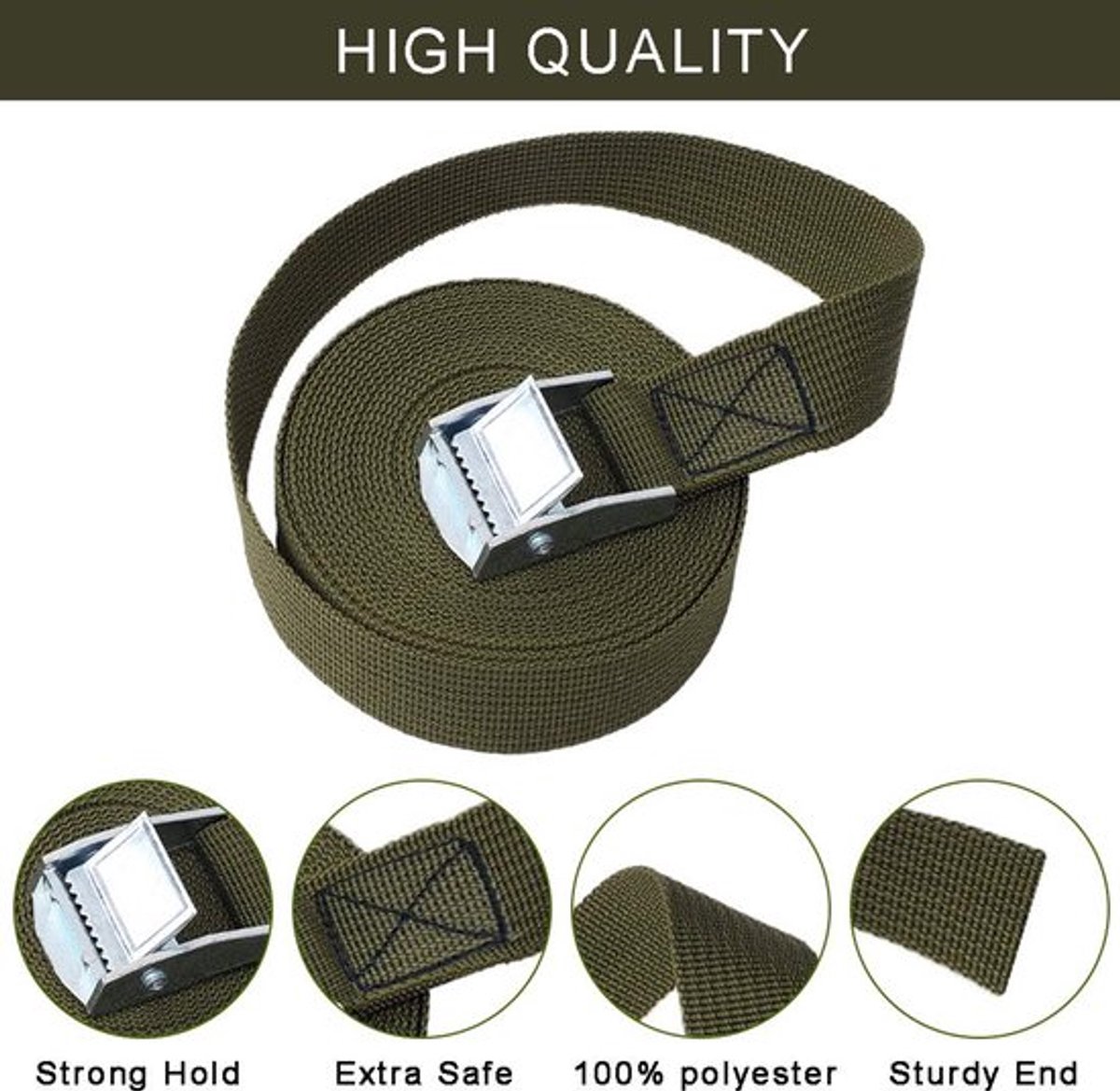 Sjorriemen 6 stuks - Ratelriemen - Spanriemen - Zink-ijzeren Gespen - Polyester - 25 mm x 2 m - Spanbanden