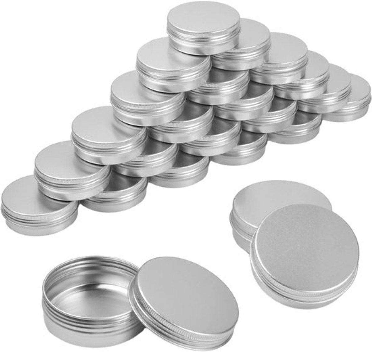 Cosmeticacontainers 24 stuks - Aluminium Blikjes 60 ml - Ronde Dozen - Schroefdeksel - Reismonsterdoos - Hoogwaardig Materiaal - Opbergdozen