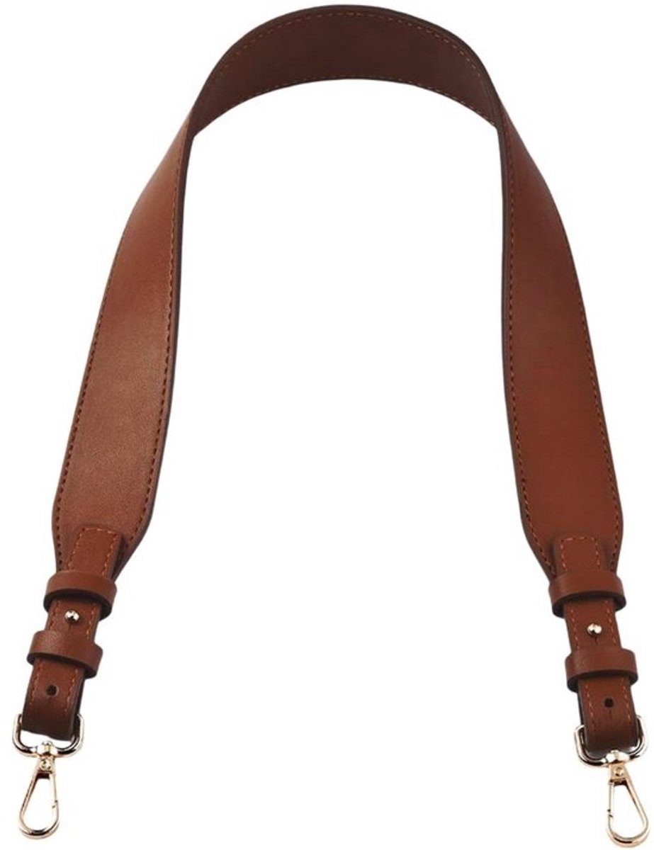 Vervangende riem voor handtassen van kunstleer, 3,8 cm breed, met legeringsluitingen, bruine kunstleren band, 78 cm lang, voor schoudertassen, schoudertassen, accessoires