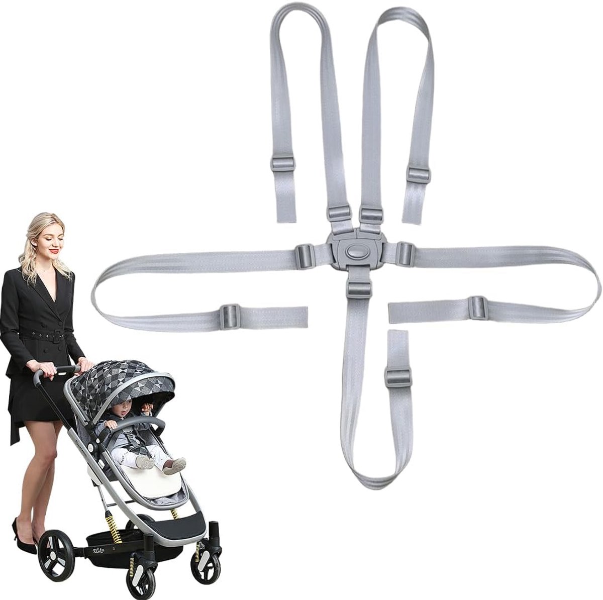 SnelShoppen - High Chair Seat Belts 5-Point Kind Veiligheidsriem, Vervangingsriem voor Stoel, Multifunctionele Baby Veiligheidsriem voor Hoge Stoel en
