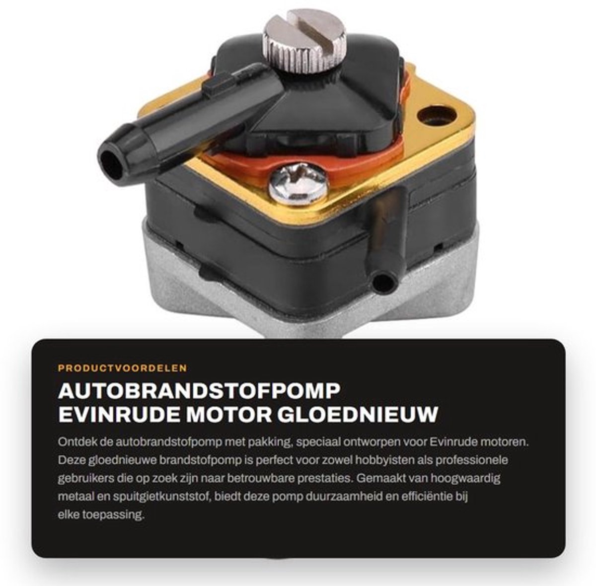 Brandstofpomp Gloednieuw - Elektrisch - Metaal/PVC - Vervangt Evinrude 397839/391638 - Inclusief Pakking - Pompgrootte 40x40x32 mm - Brandstofpompje