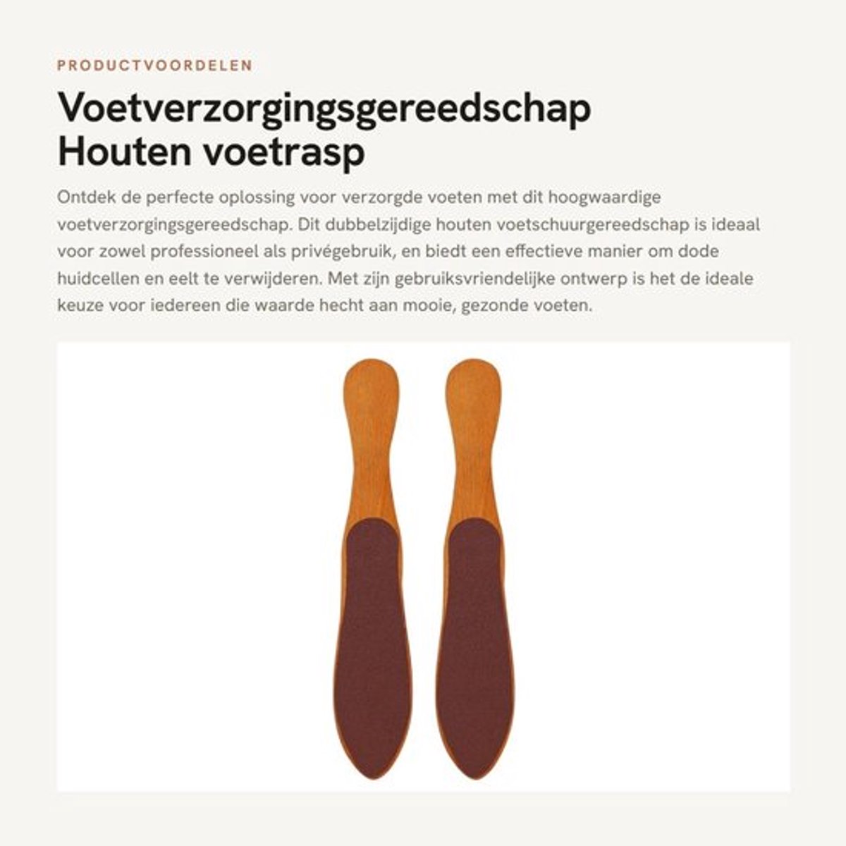 Voetschuurgereedschap Dubbelzijdig - Voetrasp - Eeltverwijderaar - Pedicuregereedschap - Hielschraper - Houten Vijl
