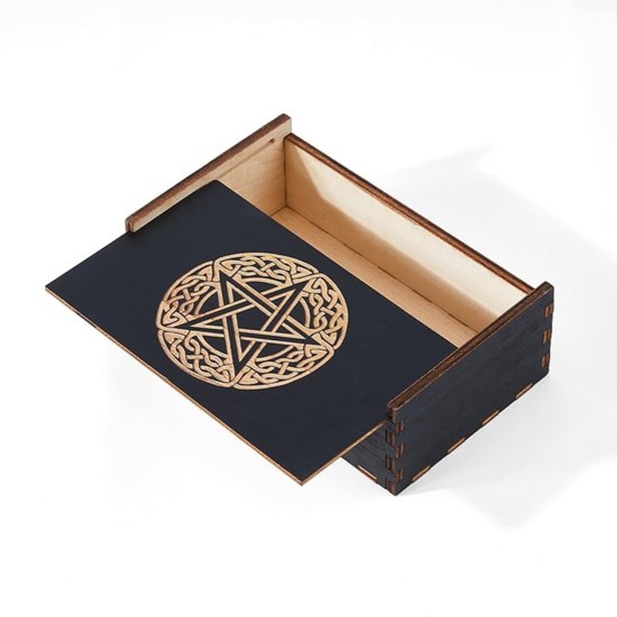 Tarot Kaartdoos Gegraveerd Hout - Opbergdoos - Multifunctioneel - Sterrenprint - 9x15x4,95 cm - Voor Tarotkaarten/Sieraden