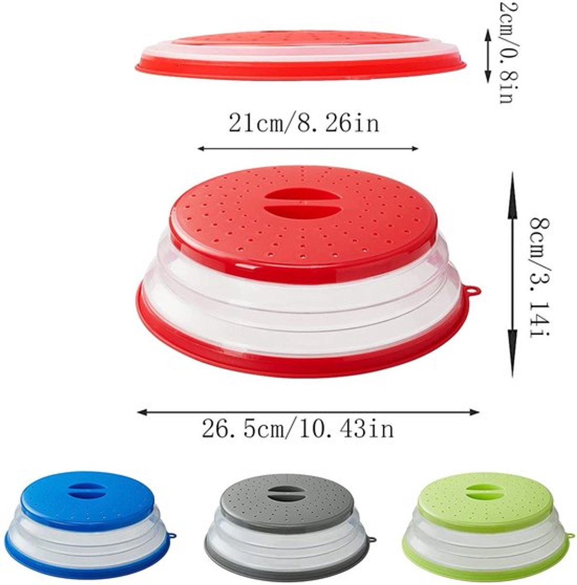 Magnetrondeksel 30cm - Opvouwbaar - Antislip - Stoomgaatjes - BPA-vrij - Bescherming tegen spetters - Magnetronhoes