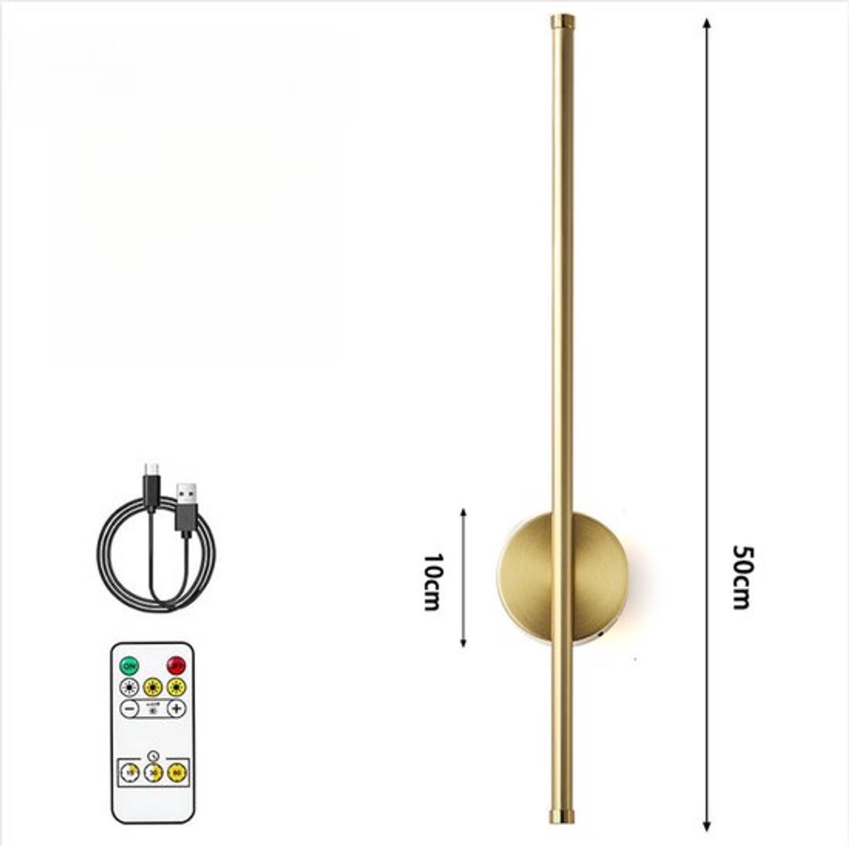 Batterijgevoede wandlamp, oplaadbare wandlamp, met afstandsbediening, dimbaar, snoerloze w