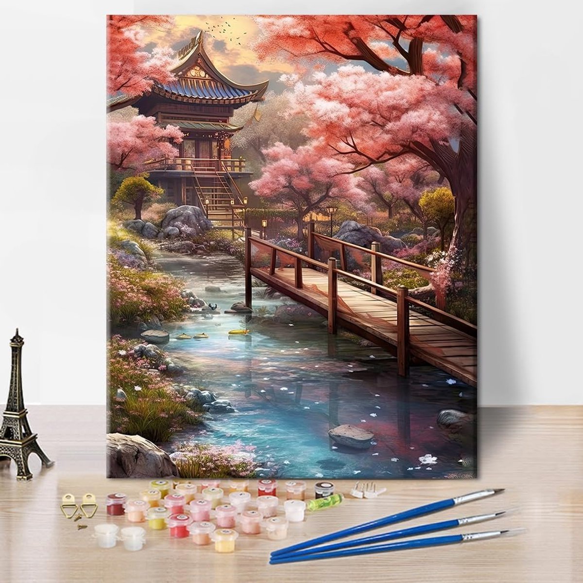 SnelShoppen - Painting by Numbers Kit voor Volwassenen - Kersen, DIY Acryl Schilderen op Canvas 16x20 inch, Inclusief Penselen en Acrylverf, Perfect v