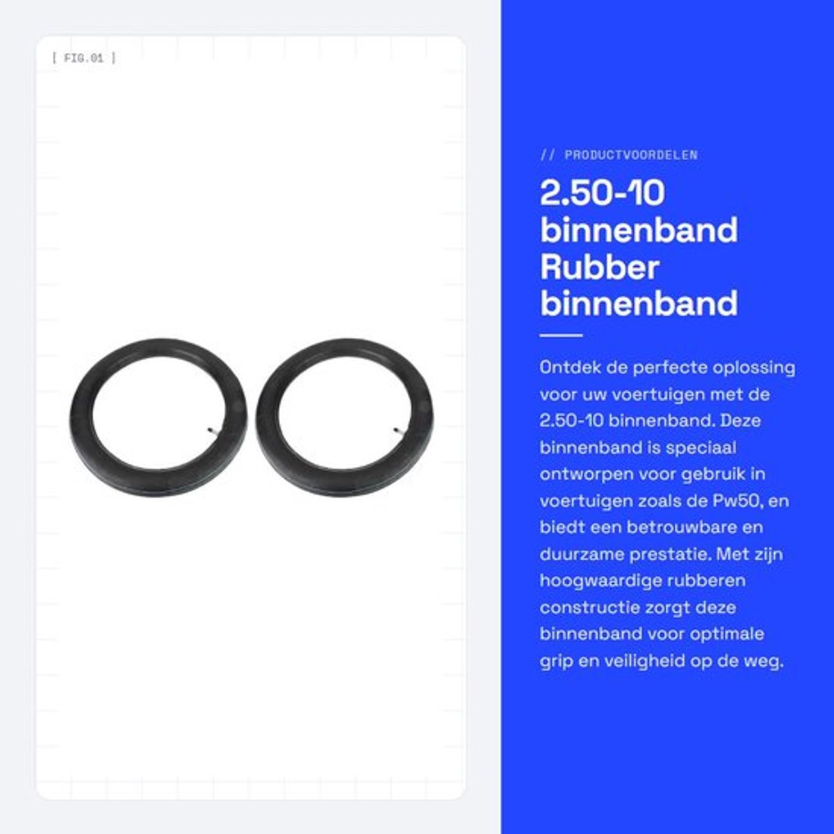 Binnenband 2,50-10 - Rubber - Geschikt voor PW50 - Duurzaam - Slijtvast - Eenvoudig te installeren - Slang