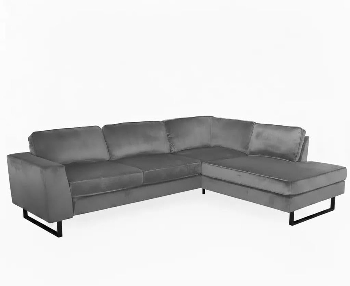 Hoekbank 290cm - Velvet grijs - Design Puckerto - Eenvoudige montage - ShopVlot