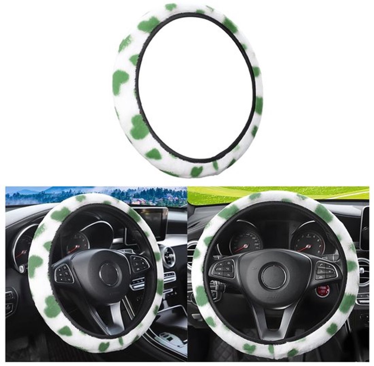 Autostuurhoes Universeel - Pluche Stuurhoes - Antislip Stuurhoes - Driedelige Set - Beschermingsset - Ademend en Geurloos - Stuurwielhoes