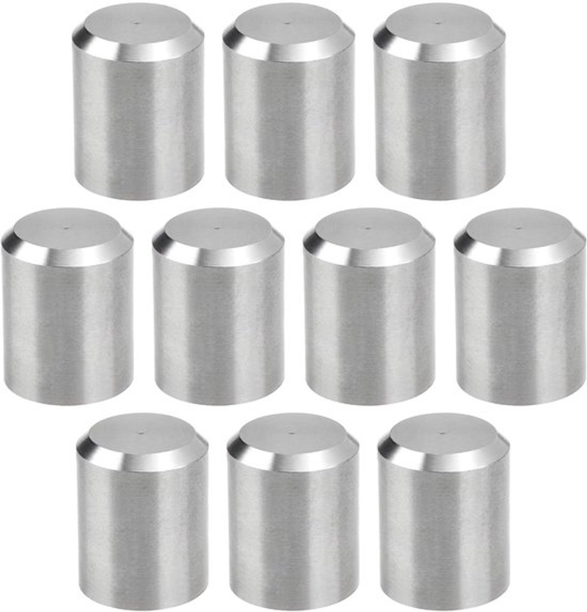Eindkappen 10 stuks - RVS 304 - Buitendiameter 12mm - Binnendiameter 10mm - Lengte 15mm - Schokbestendig en corrosiebestendig - Leuningdop