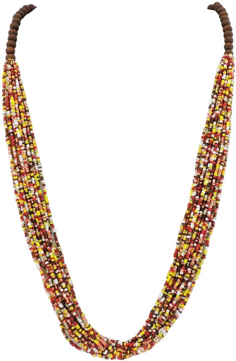 Decoratieve Ketting Uniek Design - Sieraden - Stijlvol Accessoire - Houten/Acryl Kralen - 39 Inch - Perfect voor Elke Gelegenheid - Sieraad