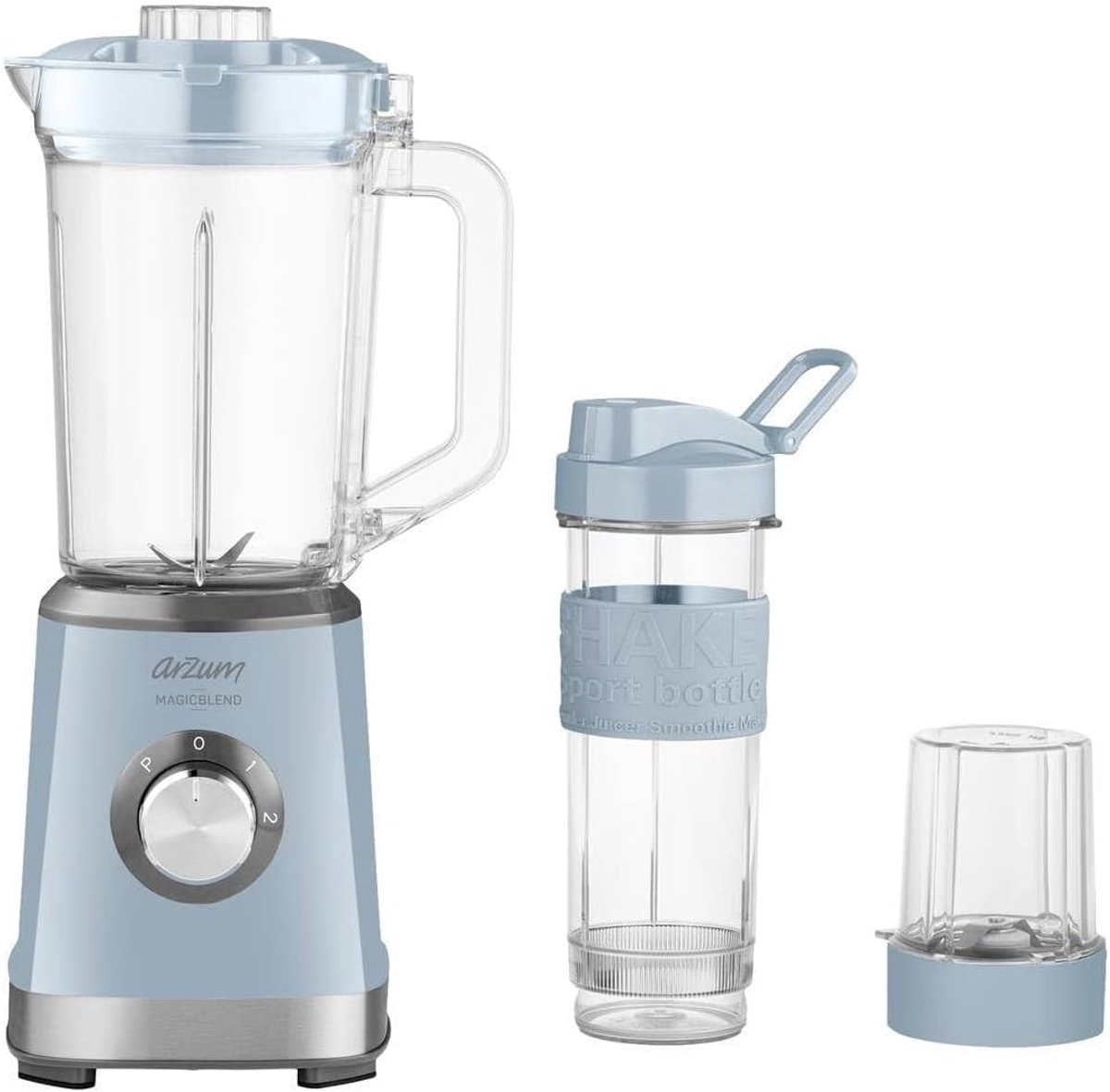 SnelShoppen Jug Blender 500W met IJs Crusher RVS 1200ml en 570ml Variabele Snelheid Blauw Perfect voor Keuken en Feest