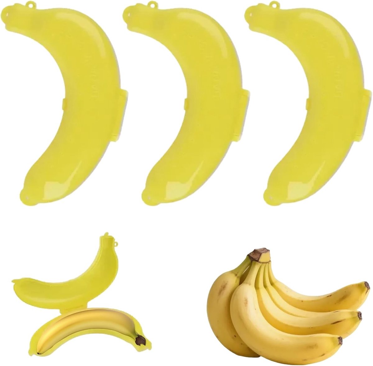 3-delige Opbergdoos voor Bananen - Handige Bewaarcontainer voor Versheid, Bescherming en Gemakkelijk Transport