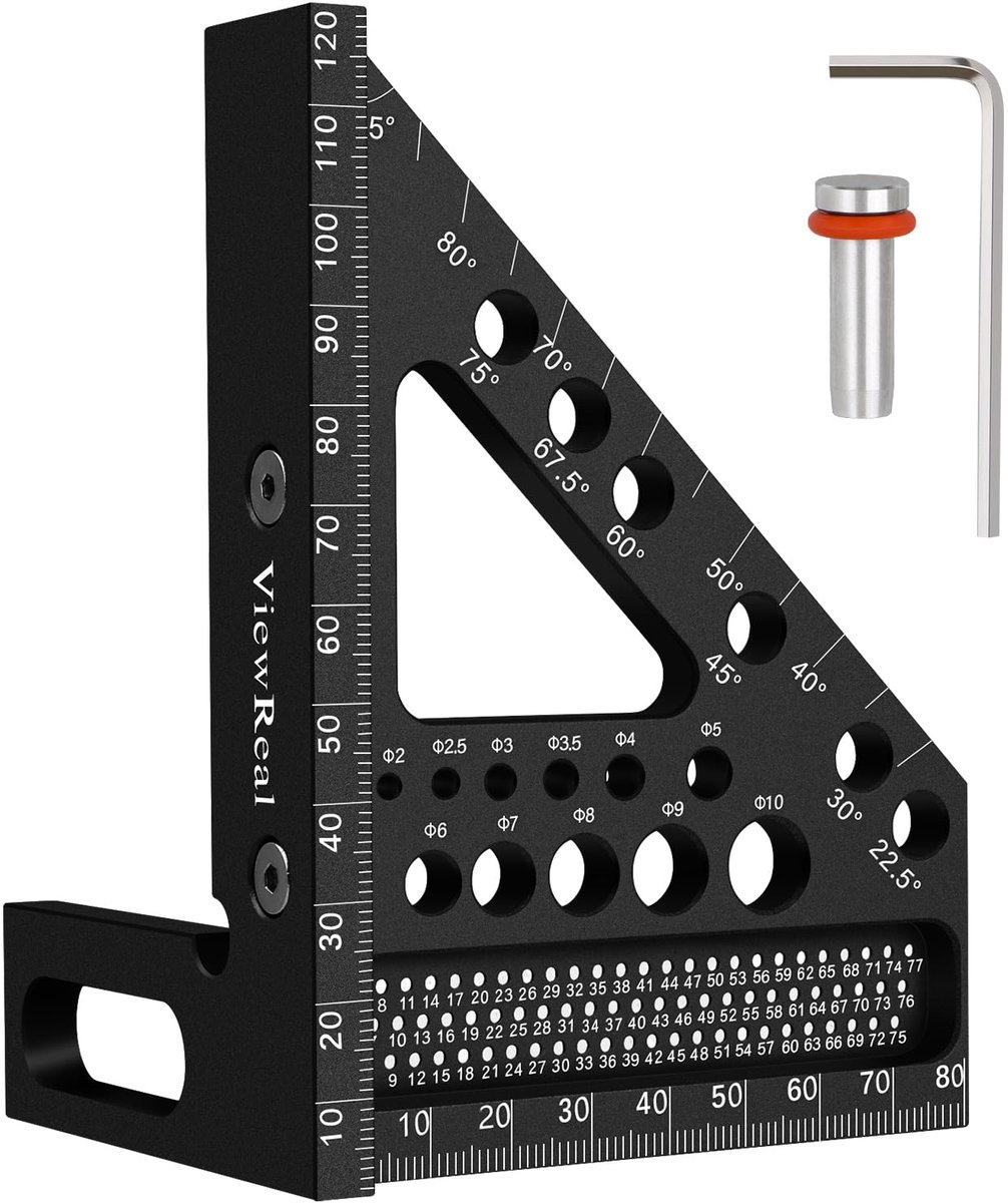 SnelShoppen - 3D Mitre Angle Multi-Purpose Meetinstrument - Aluminium Legering - Hoogwaardige Precisie - 22.5-90 Graden - Duurzaam en Corrosiebestendi