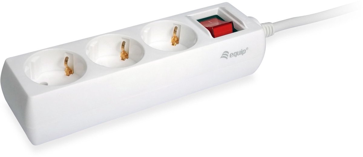 SnelShoppen - Stekkerdoos 3-voudig Schuko met Schakelaar en 1,5 m Kabel - Ideaal voor Thuis, Kantoor, Camping en Tuin - Veilig en Handig