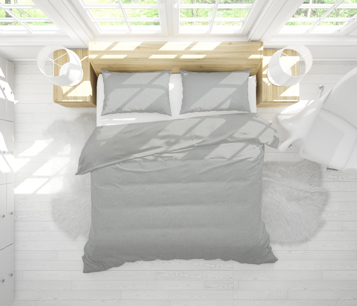KONEY - Dekbedovertrekset 150 x 200 cm - 2 kussenslopen 50 x 60 cm - microvezel satijn - Grijs