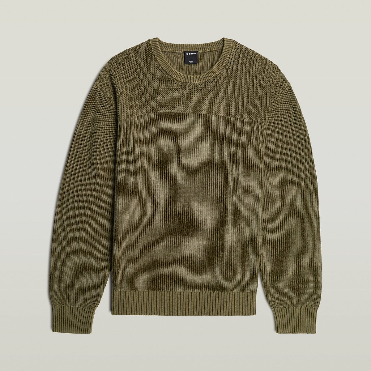 G-Star Washed rib r knit Heren Coltruien Khaki