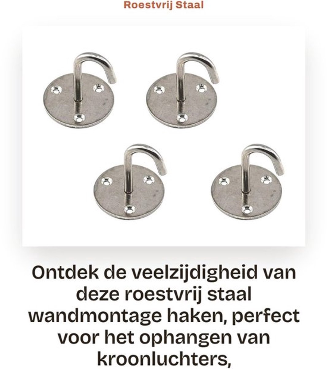 Roestvrij Staal Wandmontage Haken - Heavy Duty U-vormige Platen - Klein Formaat - Plafond 