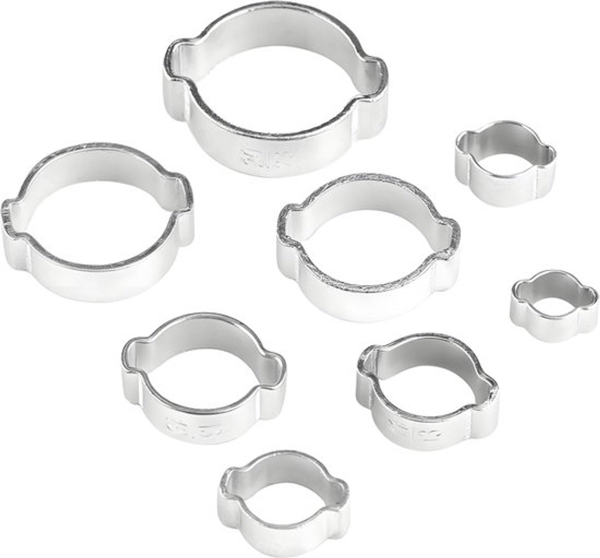 Dailygoods- Slangklemmen Assortiment 10 Stuks - Roestvrij Staal - Instelbare Buisklemmen - Twee-Oor Klemmen - 5-23 mm - Perfect voor Slangen - Buisklem