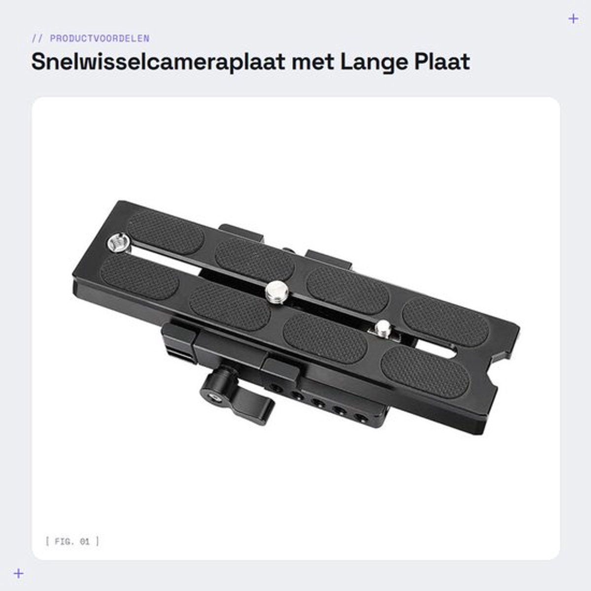 Snelwisselcameraplaat met QR-plaat - Klemgrondplaat - Bevestigingsschroeven 1/4"-20 en 3/8"-16 - Montageaccessoires - Compatibel met statieven 577/501/504/701 - Eenvoudig wisselen tussen apparaten - Cameraplaat