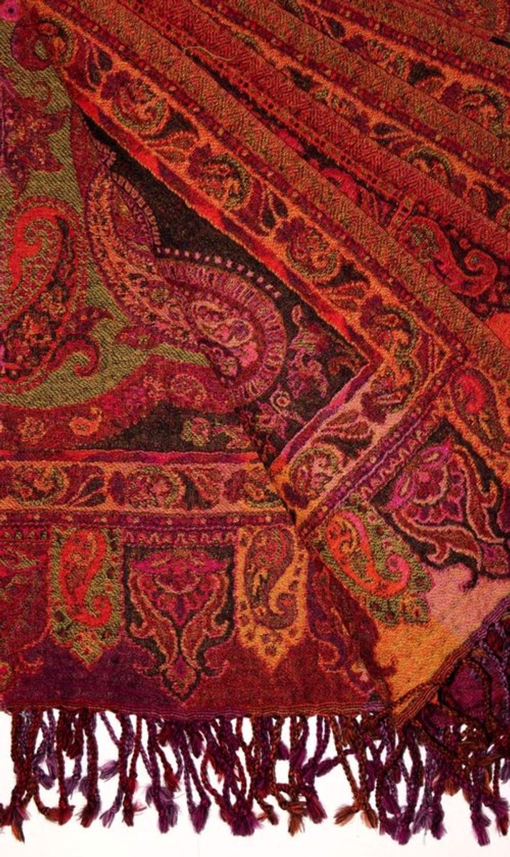 Wollen Deken Luxe - Jacquard Geweven - 100% Wol - Paisley Patroon - 140 x 200 cm - Behaaglijke Plaid