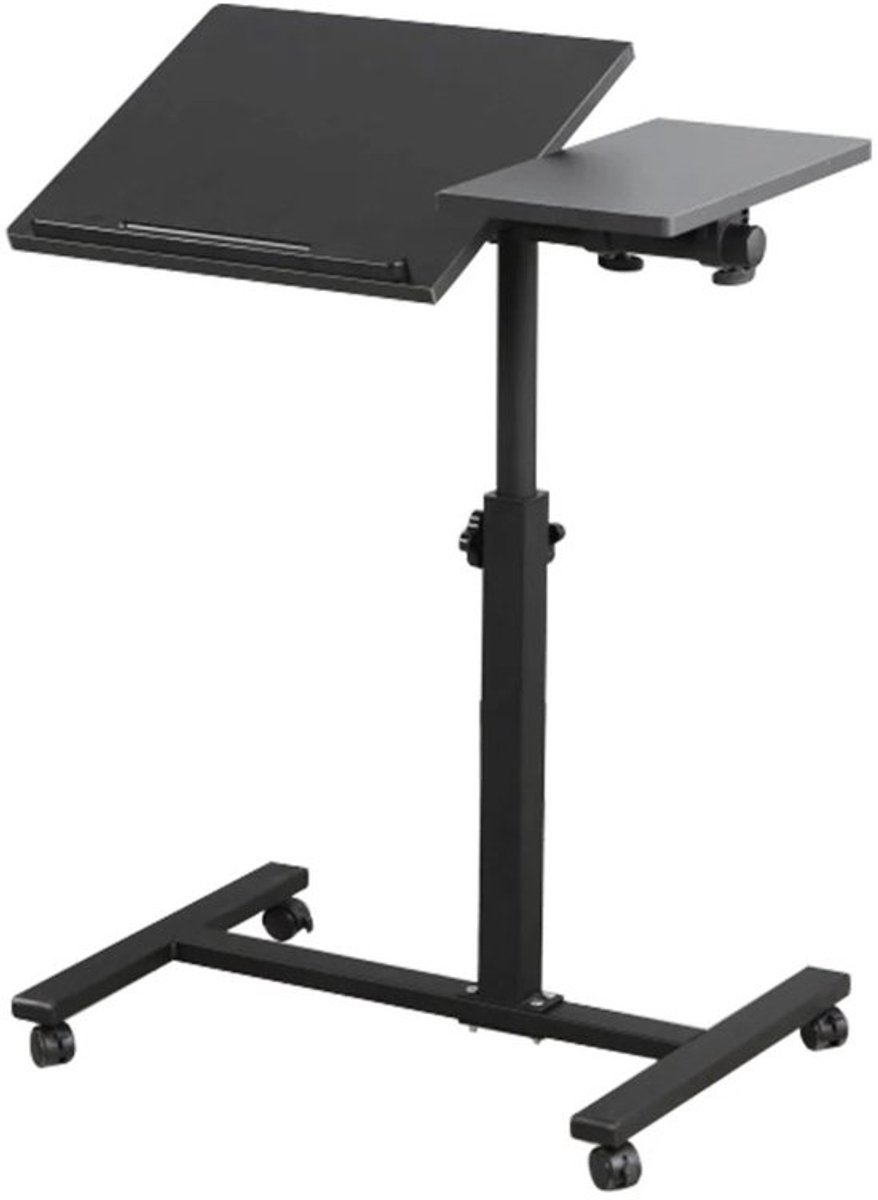 Bijzettafel in hoogte verstelbare laptoptafel met wielen computertafel opvouwbaar mobiel sta-bureau kleine ta