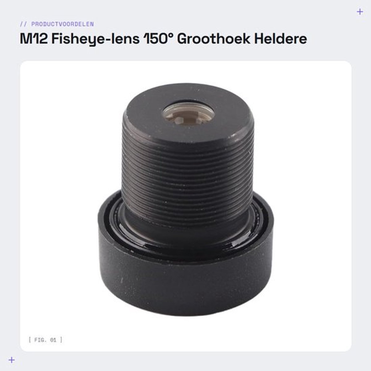 M12 Fisheye-lens - 150° Groothoek - Heldere Beelden - 2,1 mm Brandpuntsafstand - IP-Cameralens - Perfect voor Bewaking - Geschikt voor CC...