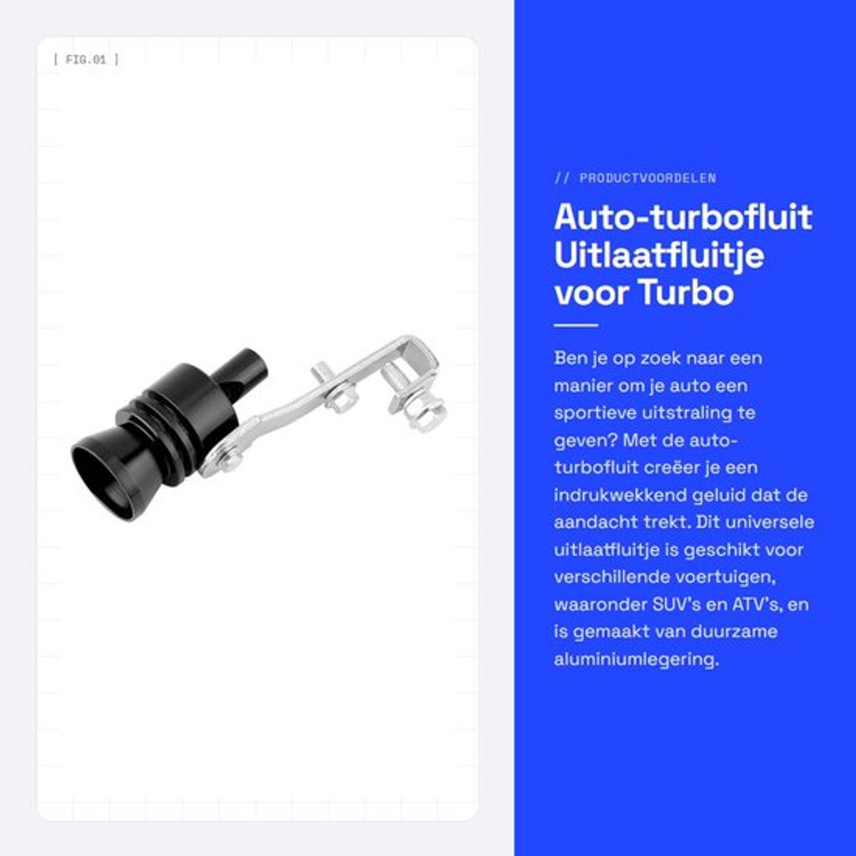 Turbofluit Universele Auto-uitlaatpijp - Aluminiumlegering - Lichtgewicht - Duurzaam - Auto-accessoires - Eenvoudig te installeren - Uitlaatgeluid