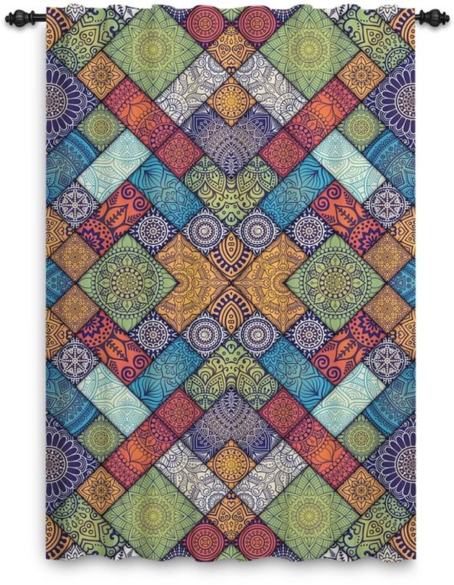 Gordijnen Boheemse stijl - Verduisterend - Potloodplooien - Veelkleurige raamdecoratie - 1