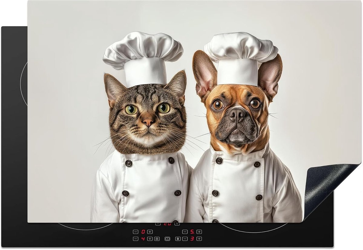 SnelShoppen - Inductiekookplaat Bescherming - 78x52cm Hob Protector - Antislip Mat - Keuken Decoratie - Kat - Hond - Chef Kleding