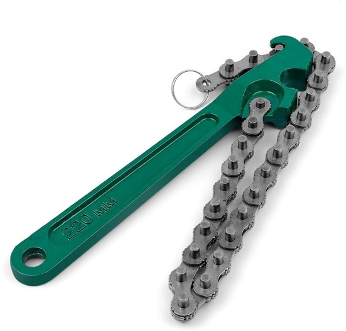 Oliefiltersleutel Verstelbaar - Antislip Handgreepontwerp - Geschikt voor Auto-onderhoud - Mechanische Demontage - Handvatlengte 22,5 cm - Kettinglengte 42 cm - Filtersleutel