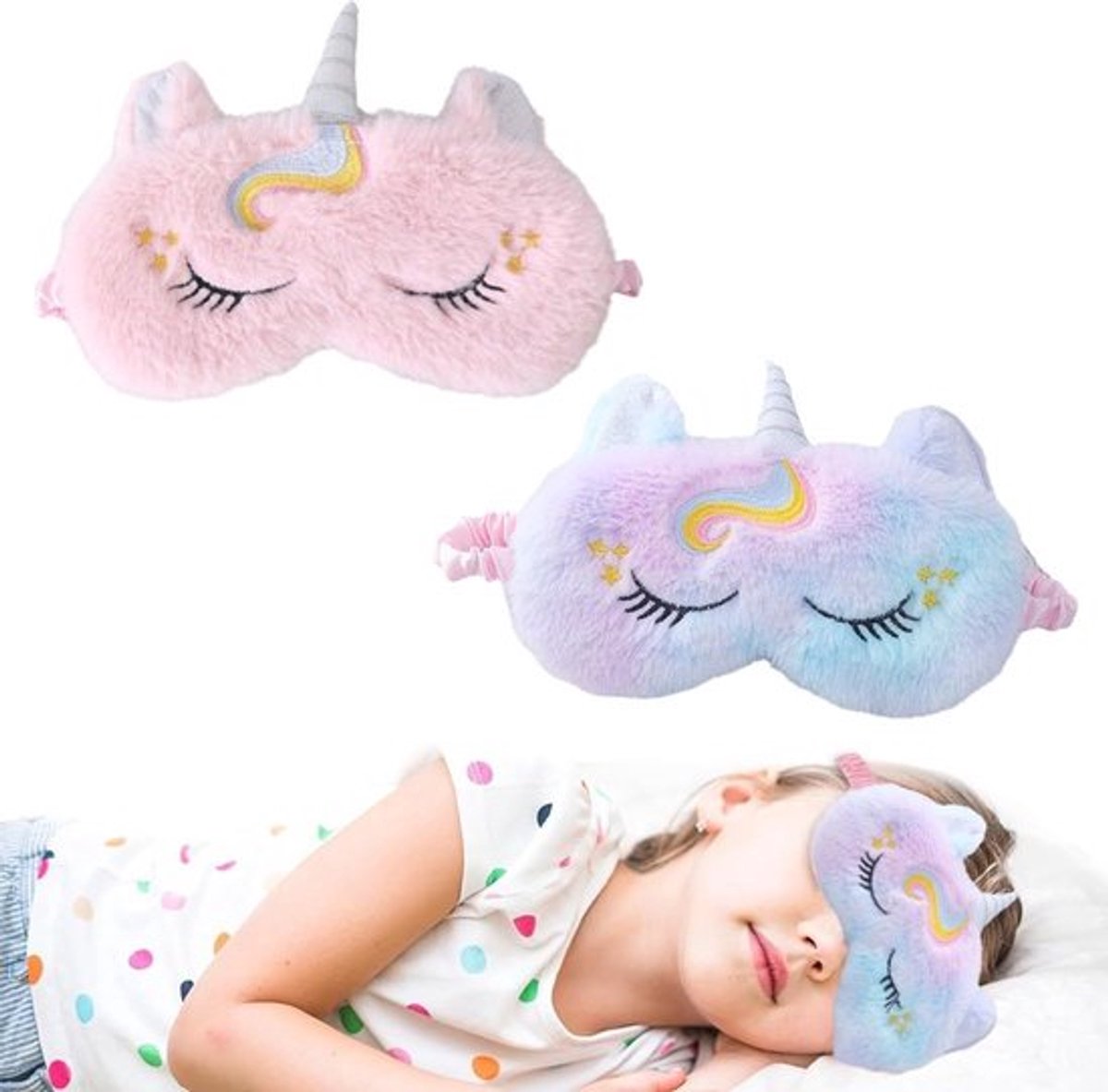 Slaapmasker Kind - 3D Pluche Eenhoorn - Oogmasker voor Kinderen - Zacht Pluche - Aangename Nachtrust - Veiligheidswaarschuwing
