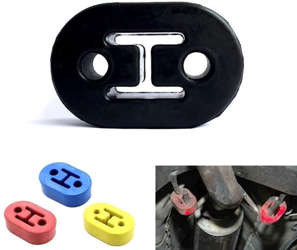 Uitlaatophanging Verstelbaar - Rubber Demper - Polyurethaan - 2-Gaats - 12 mm Montagegaten - Vermindert Trillingen - Uitlaatdemper