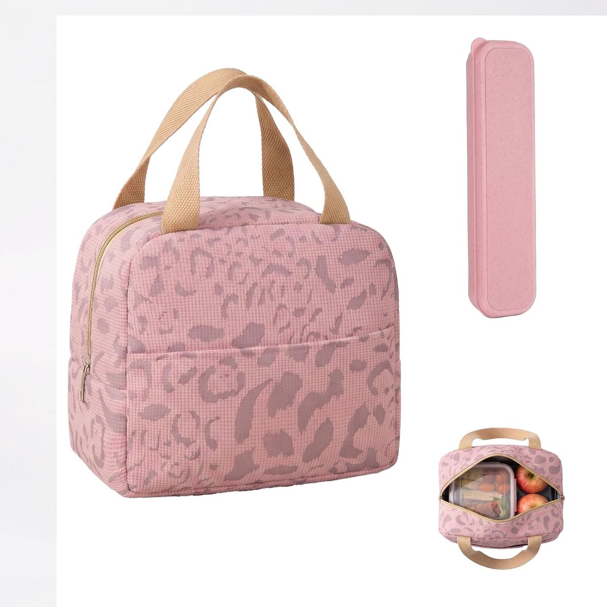 lbxtswpl Lunchtas voor dames, geïsoleerde tas, draagbare koeltas, lunchtas, warm en koud, picknicktas met 1 - ShopVlot