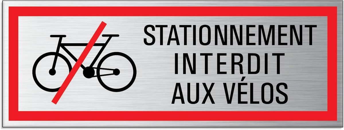 SnelShoppen - Zelfklevend Aluminium Fietsbord 175 x 65 mm - Weerbestendig en UV-bestendig - Ideaal voor Buitengebruik, Bedrijf en Tuin
