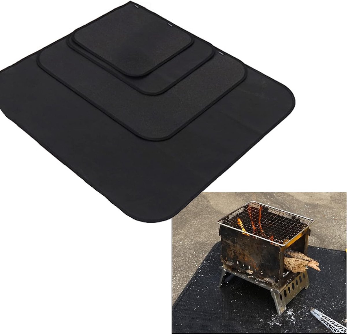Vuurkorf mat, 45*37 inch, brandwerende pad voor barbecue, bescherming voor gras en terras, hitte-isolatie voor buitengebruik, camping en tuin