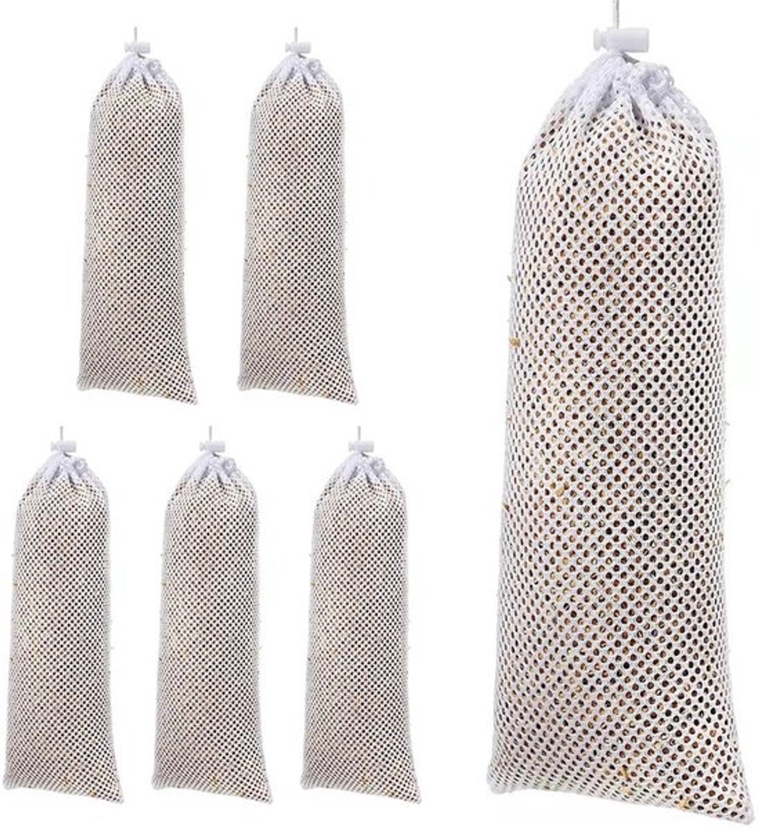 Vogelvoederhuisje - 6 Pack - Polyester - 28 x 12 cm - Voor Goudvink - Mesh Ontwerp - Altijd Verse Zaden - Vogelvoer