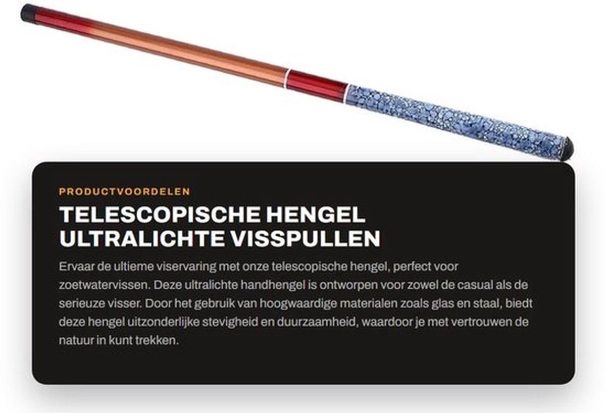 Handhengel Telescoop - Ultra Licht - Harde Visuitrusting - Zoetwater - Vaste Stok - Schokbestendig - Vishengel